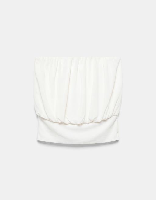 Pull&Bear top bandeau avec ceinture en écru pâle, 6 de 7