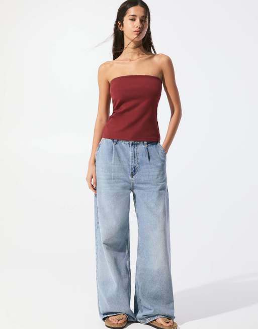 Pull&Bear - Top bandeau long - Bordeaux, 2 de 4
