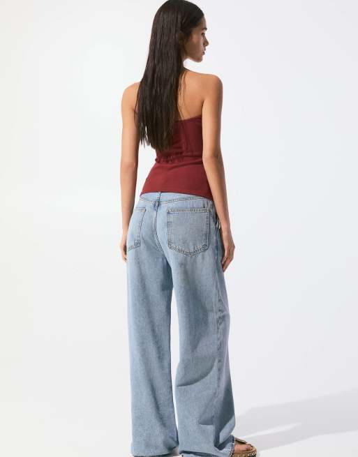 Pull&Bear - Top bandeau long - Bordeaux, 3 de 4
