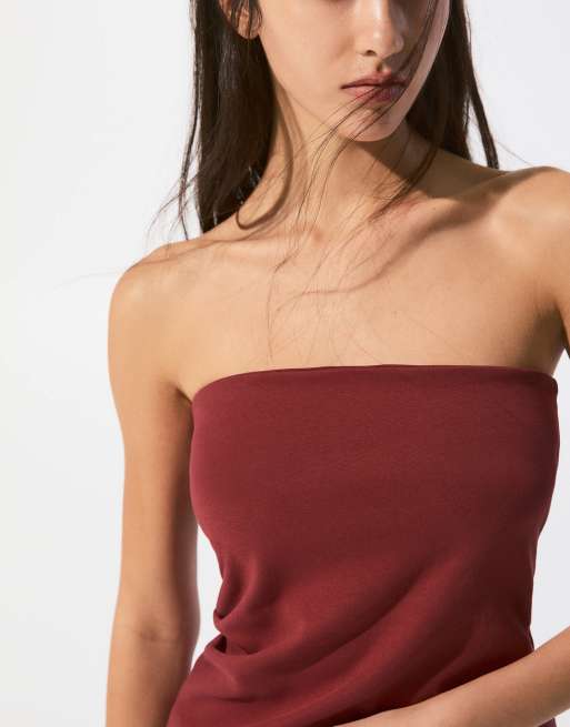 Pull&Bear - Top bandeau long - Bordeaux, 4 de 4