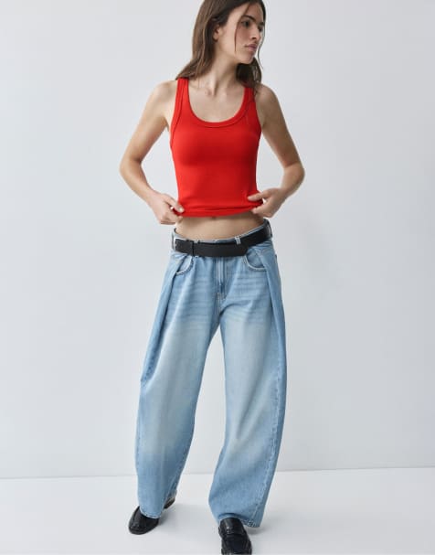 Pull&Bear - Top basic rosso - view 1