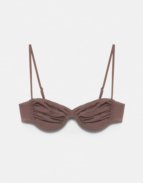Pull&Bear - Top bikini a balconcino marrone - view 1