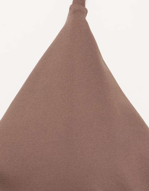 Pull&Bear - Top bikini a triangolo marrone talpa, 3 di 4