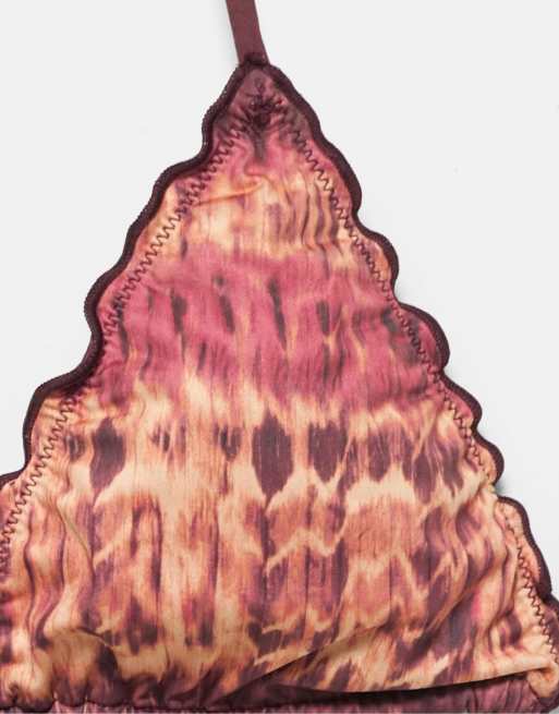 Pull&Bear - Top bikini arancione tie-dye con volant, 3 di 4