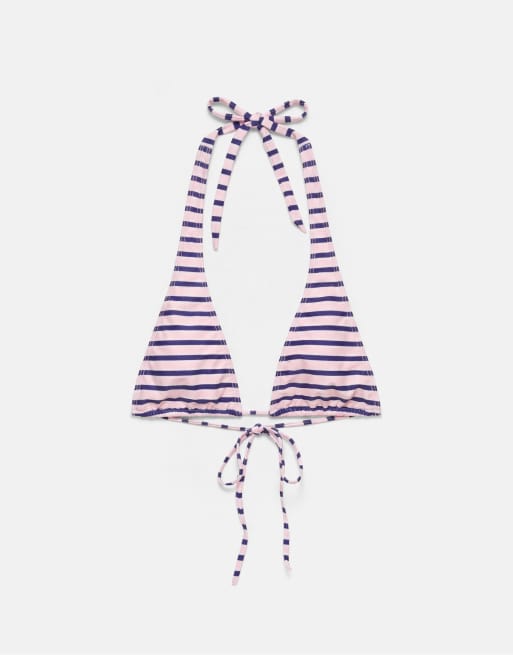 Pull&Bear - Top bikini rosa a righe multiposizione