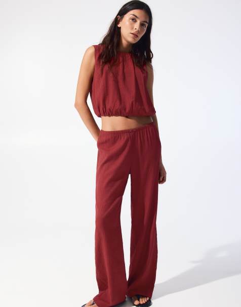 Pull&Bear - Top bouffant champêtre - Bordeaux - view 1