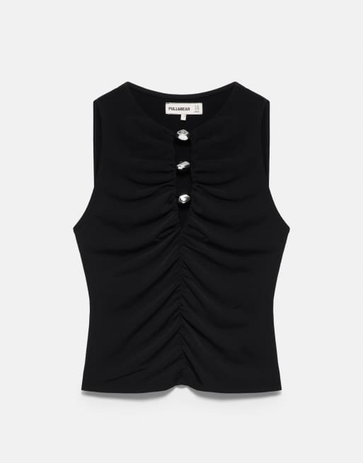 Pull&Bear top con cut-out e applicazioni nero, 6 di 7