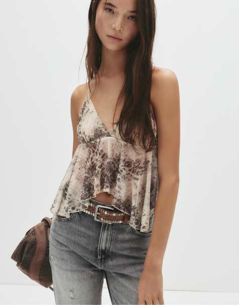 Pull&Bear - Top con spalline sottili e stampa - view 1