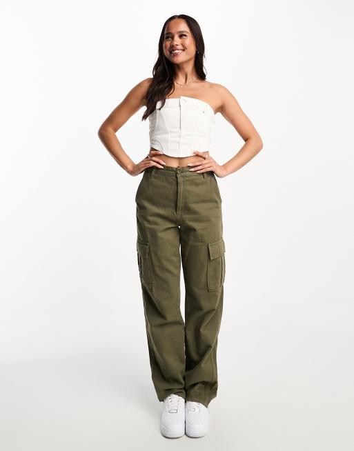 Pull&Bear - Top corset bandeau en jean - Blanc, 4 de 4