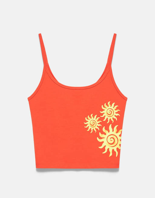 Pull&Bear top court graphique soleil rouge, 4 de 6