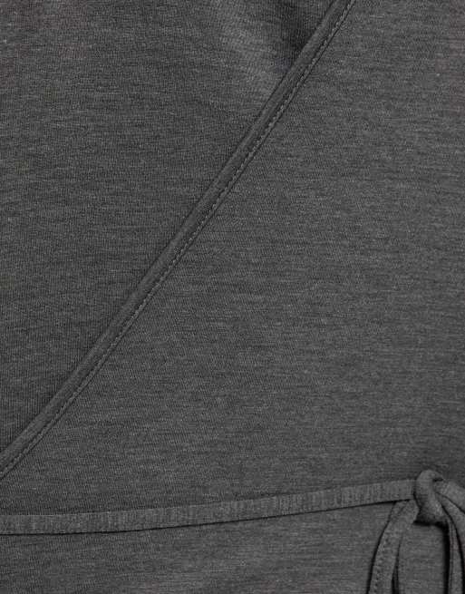 Pull&Bear top croisé ceinturé gris, 6 de 7