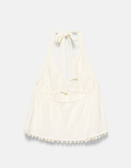Pull&Bear - Top dos nu à détail coquillage - Beige, 4 de 4