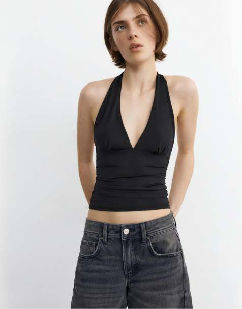 Pull&Bear - Top dos nu à fronces - Noir - view 1