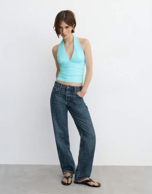Pull&Bear - Top dos nu à fronces - Turquoise pâle, 4 de 7