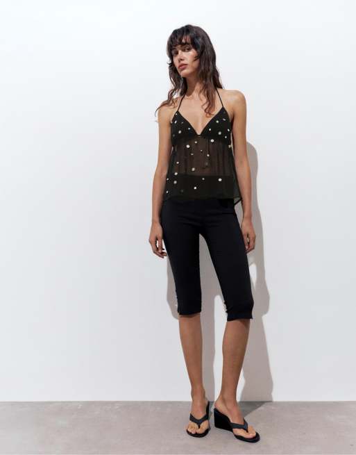 Pull&Bear - Top dos nu à ornements effet miroir - Noir, 4 de 4