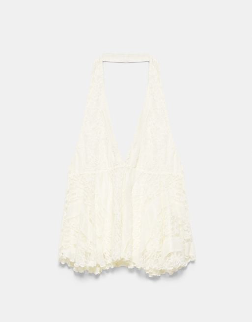 Pull&Bear - Top dos nu en dentelle - Beige, 6 de 7