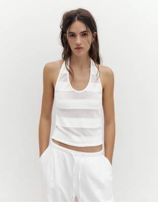 Pull & Bear - Top dos nu transparent - Beige-Neutral S
