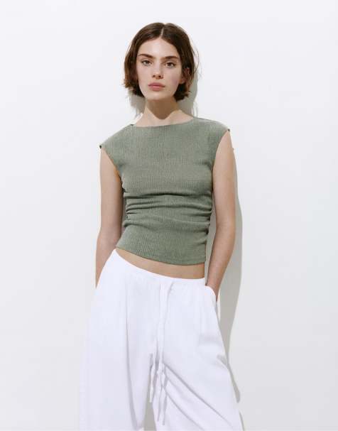 Pull&Bear - Top en crêpe - Kaki - view 1
