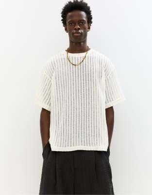 Pull & Bear - Top en maille - Blanc cassé