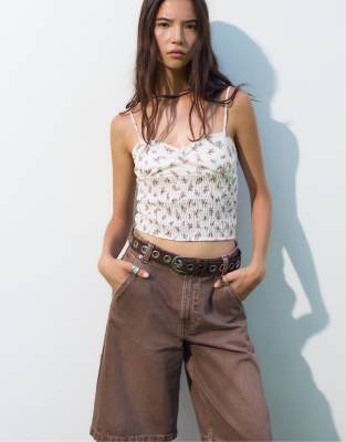 Top fleuri  bretelles - cass - Pull & bear - Modalova