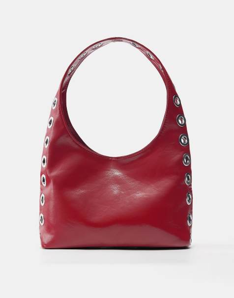 Pull&Bear Top handle bag with eyelets in red - view 1