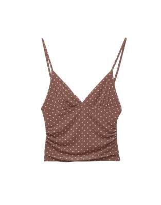 Pull&Bear - Top met bandjes in bruin met stippen - view 1