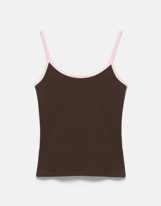 Pull&Bear - Top met fijne bandjes in bruin, 5 van 7
