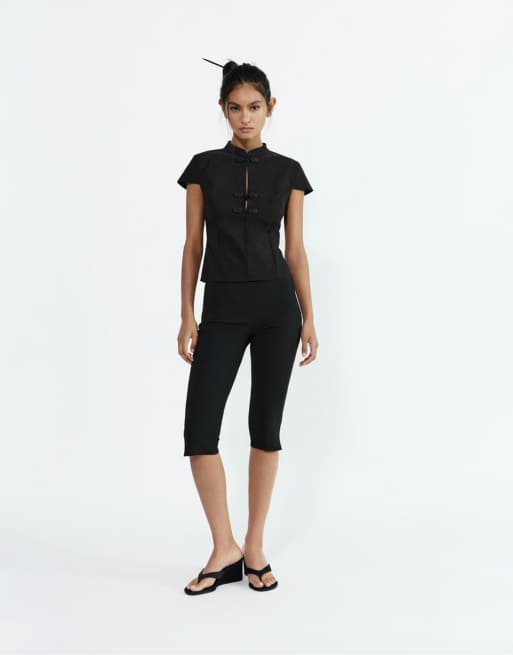 Pull&Bear - Top met geknoopt detail in zwart, 4 van 4