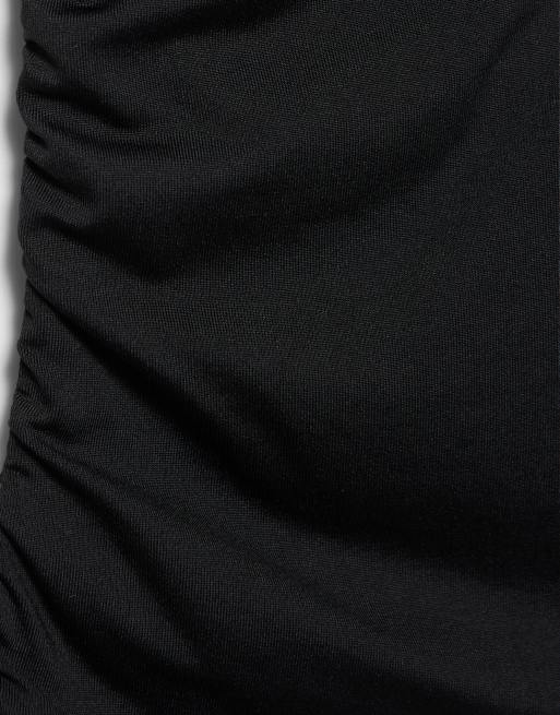 Pull&Bear - Top met halternek en rimpeleffect in zwart, 6 van 7