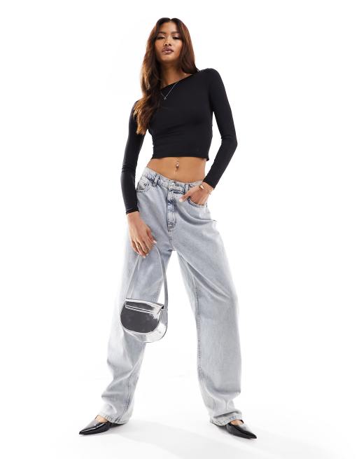 Pull&Bear - Top met lange mouwen en open achterkant van polyamide in zwart, 4 van 4