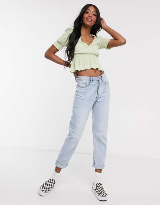 Pull&Bear - Top met ruches in groen