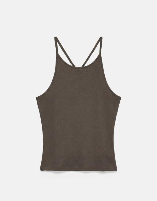 Pull&Bear Top mit Neckholder und Riemchen am Rücken in Mink, 6 von 7