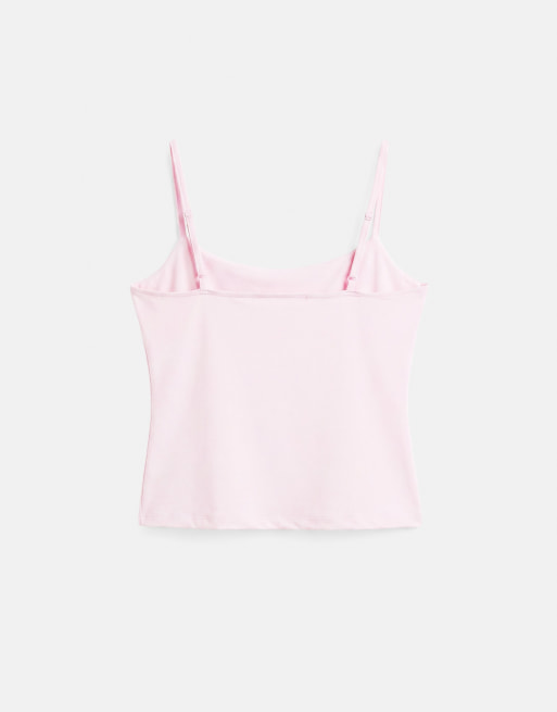 Pull&Bear Top mit verstellbaren schmalen Trägern in Rosapink, 7 von 7