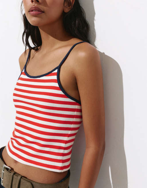 Pull&Bear - Top multicolore a righe con spalline sottili, 3 di 4