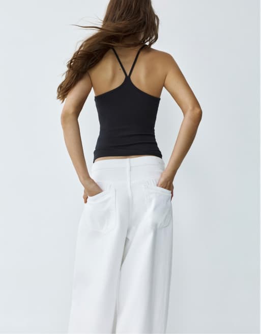 Pull&Bear - Top nero allacciato al collo con fascette sul retro, 2 di 7