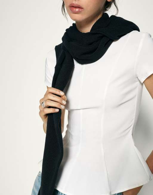Pull&Bear top peplo bianco, 3 di 7