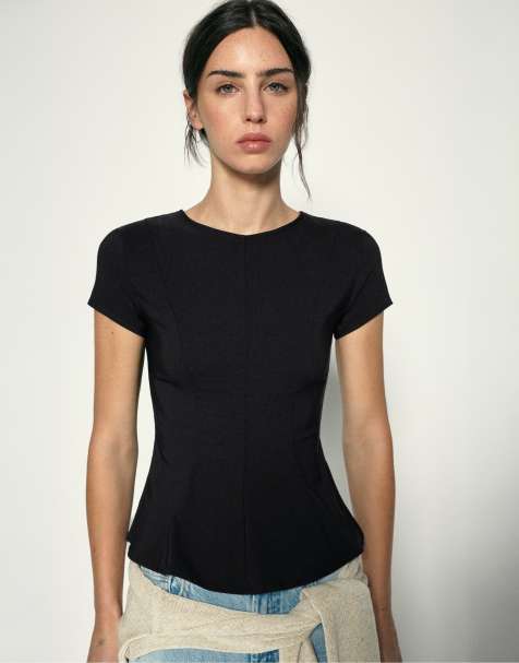 Pull&Bear top péplum noir - view 1