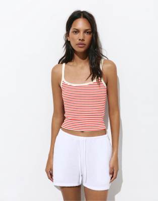 Pull & Bear - Top rayé à bretelles - Rouge