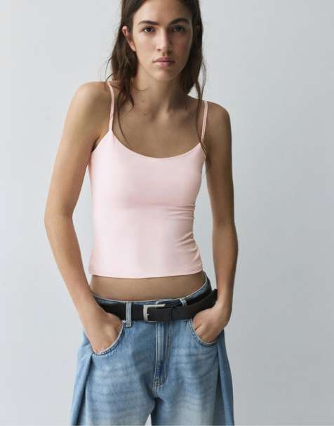 Pull&Bear - Top rosa con spalline sottili regolabili - view 1
