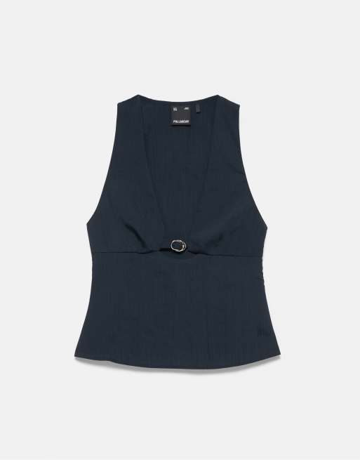 Pull&Bear top sans manches à boucle bleu marine, 5 de 7