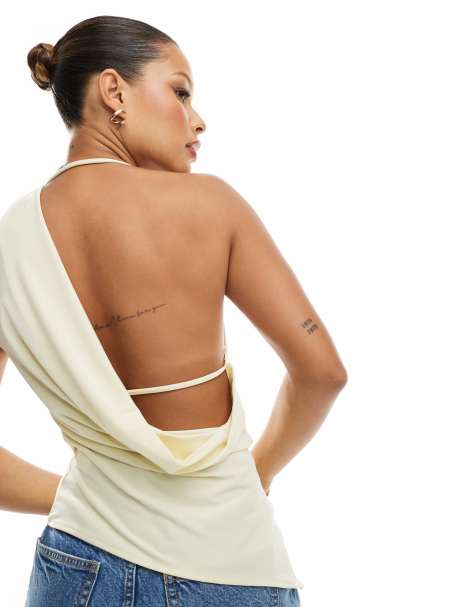 Pull&Bear - Top sans manches asymétrique - Jaune beurre - view 1