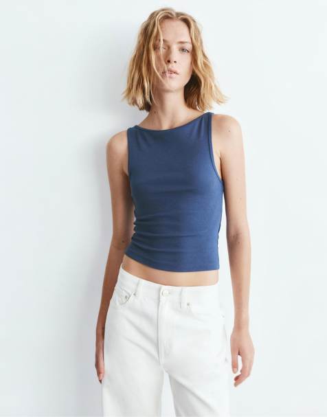 Pull&Bear - Top senza maniche blu navy con scollo a barchetta - view 1