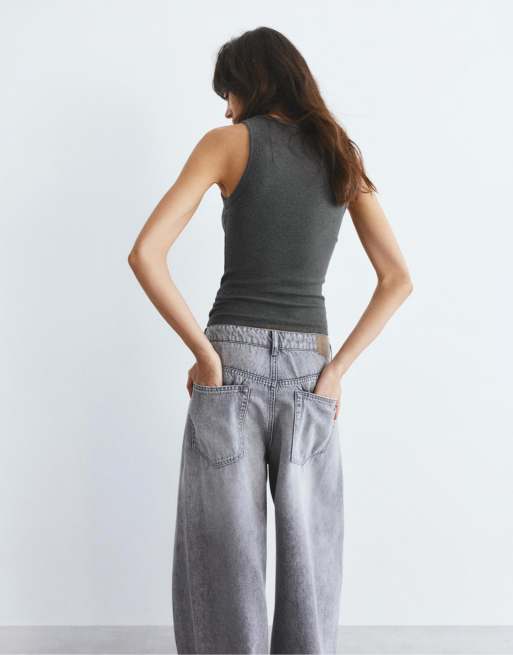 Pull&Bear - Top senza maniche grigio con scollo rotondo, 4 di 4
