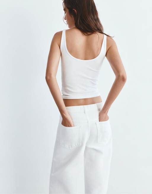 Pull&Bear - Top senza maniche in modal bianco, 4 di 4