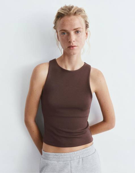 Pull&Bear - Top senza maniche in modal marrone - view 1