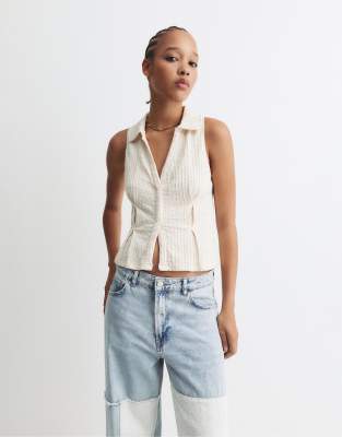 Top textur  pinces - Beige - Pull & bear - Modalova