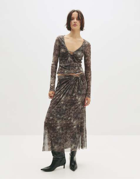 Pull&Bear - Top van mesh met gesp en print - view 1