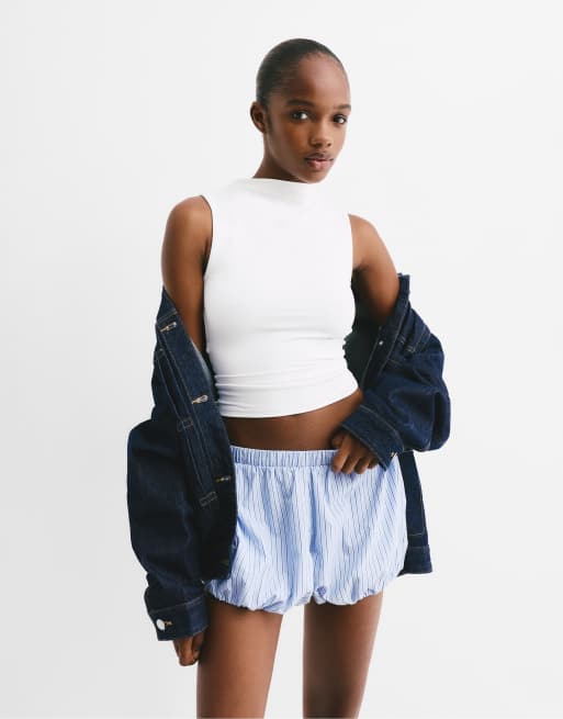 Pull&Bear - Top van polyamide met open achterkant in wit