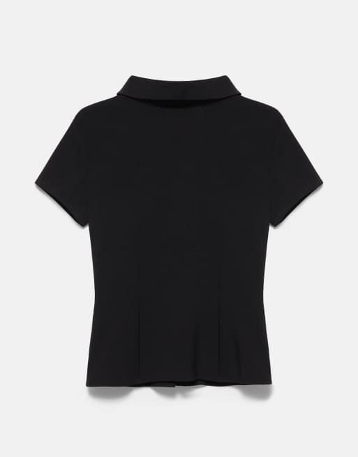 Pull&Bear topp med korta ärmar och utskurna detaljer i svart, 6 av 6