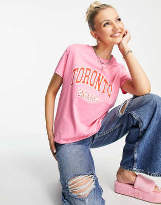 pull and bear pink t shirt